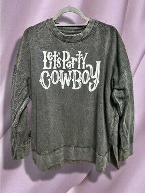 “Let's Party Cowboy” by Texas True Threads Graphic Sweatshirt - Charcoal Grey L